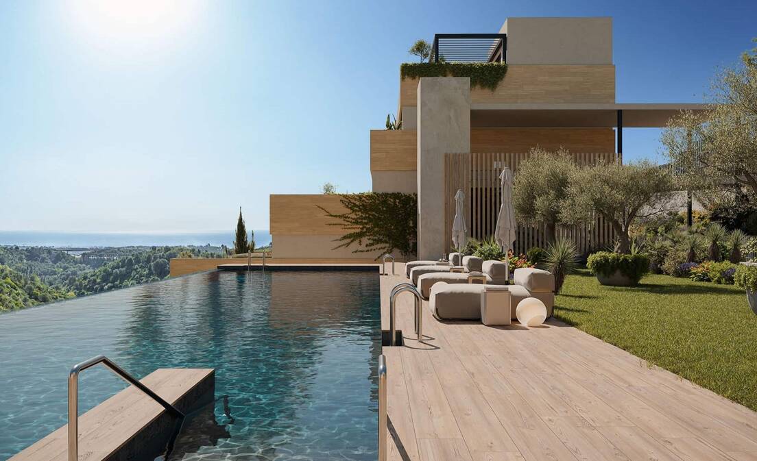Apartamento sobre plano con vistas al mar en Altos de Los Monteros