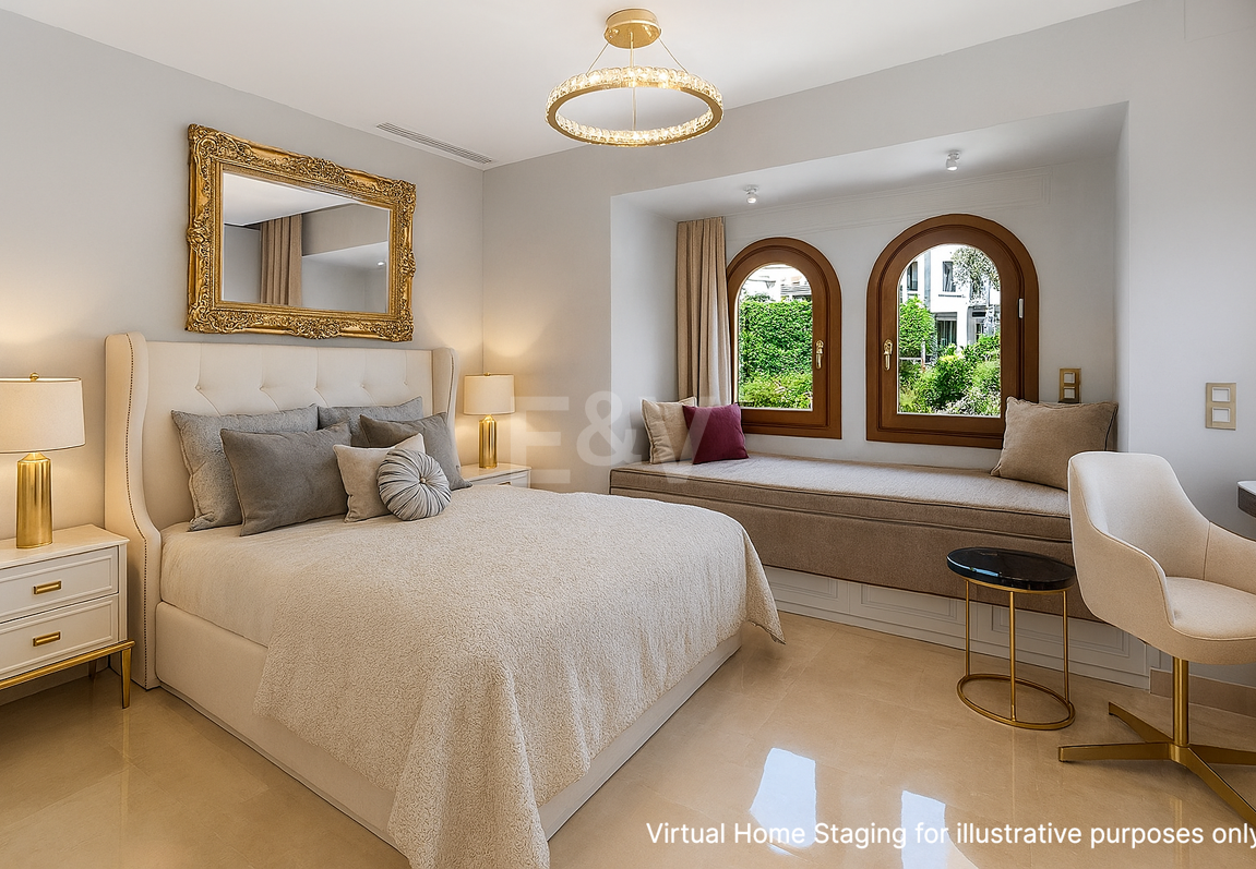 Élégante maison mitoyenne d'angle avec vue panoramique sur la mer et jardin privé