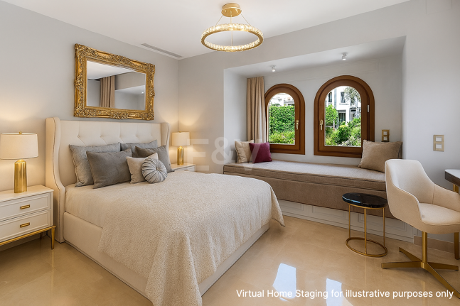 Élégante maison mitoyenne d'angle avec vue panoramique sur la mer et jardin privé