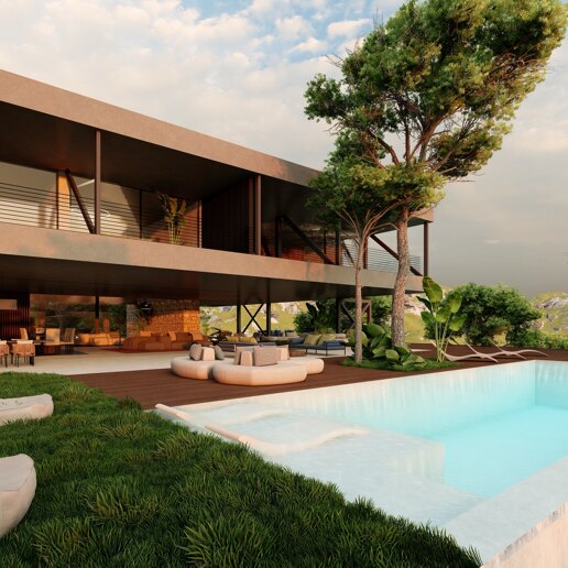 Moderne Avantgarde-Design-Villa im Einklang mit der Natur