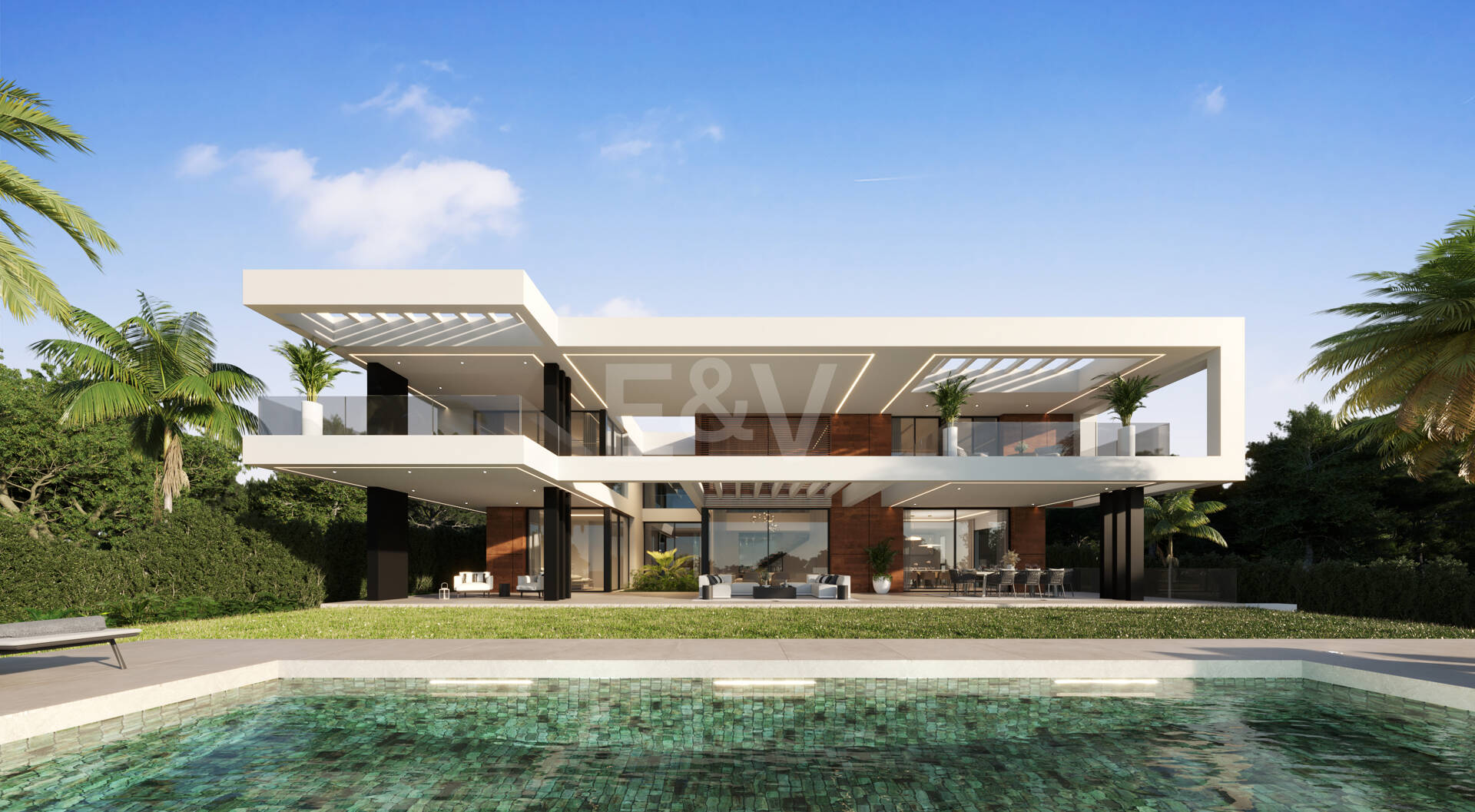Modern villa projekt med panoramautsikt