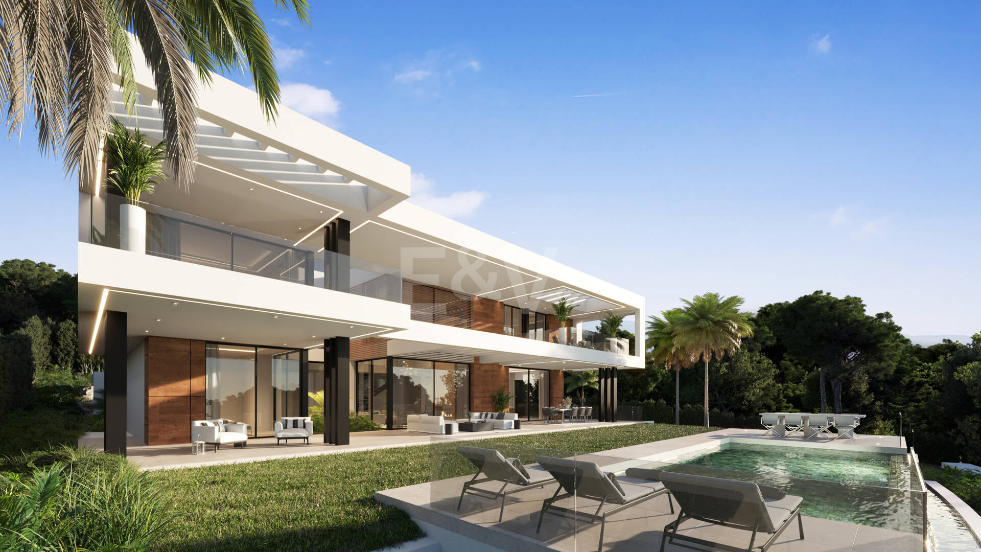 Modern villa projekt med panoramautsikt