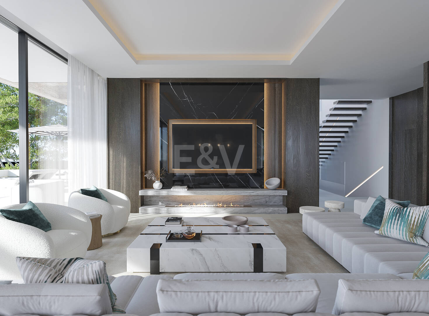 Grundstück mit elegantem, modernem Villenprojekt und Baugenehmigung in fußläufiger Entfernung zum Strand