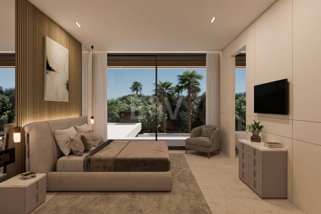 Grundstück mit elegantem, modernem Villenprojekt und Baugenehmigung in fußläufiger Entfernung zum Strand