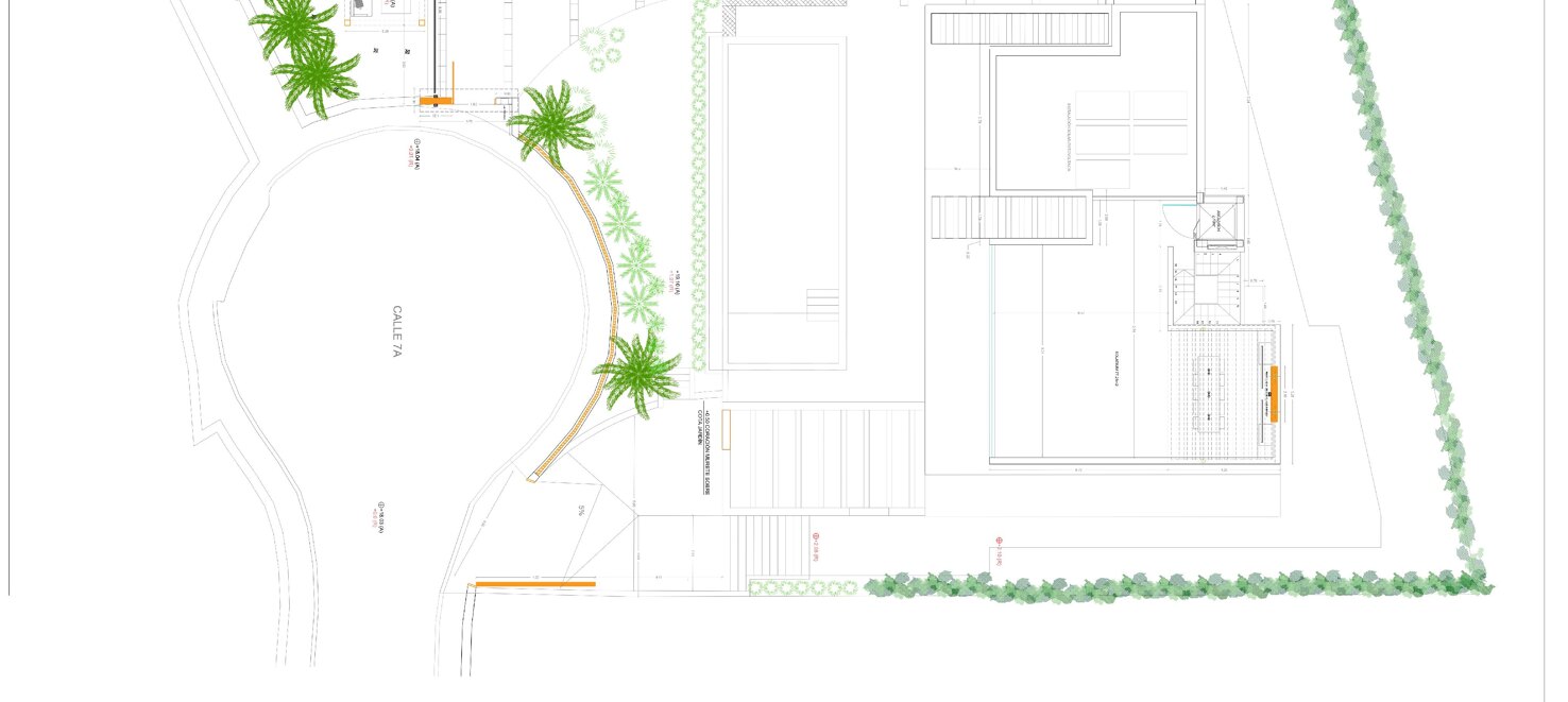 Grundstück mit elegantem, modernem Villenprojekt und Baugenehmigung in fußläufiger Entfernung zum Strand