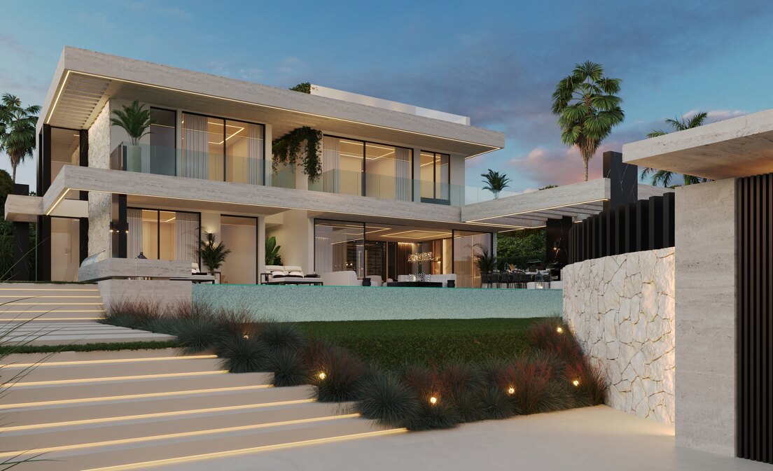 Parcela con Proyecto de Villa Moderna con Licencia a Poca Distancia de la Playa