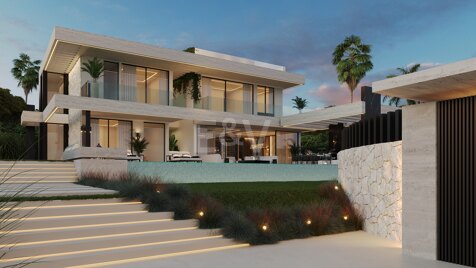 Terrain avec projet de villa moderne et licence à distance de marche de la plage