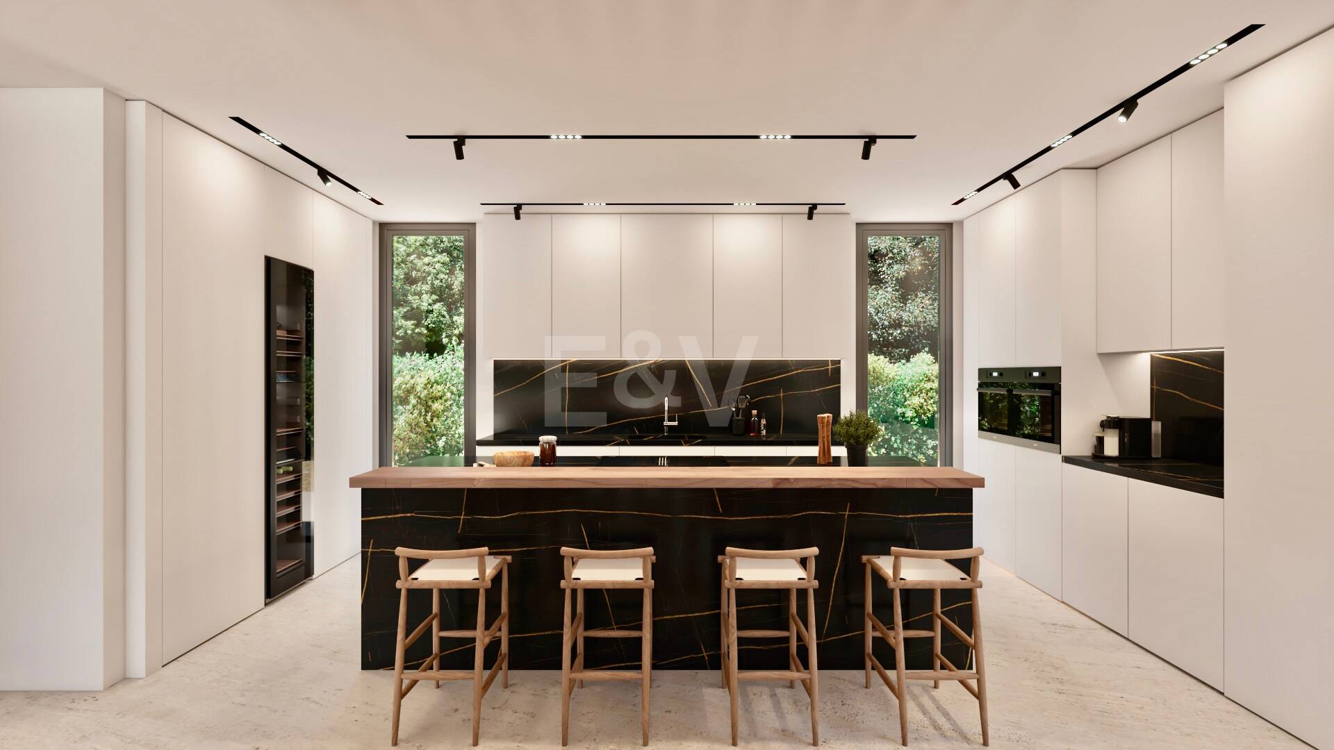 Grundstück mit elegantem, modernem Villenprojekt und Baugenehmigung in fußläufiger Entfernung zum Strand