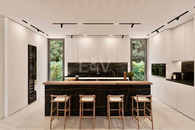 Grundstück mit elegantem, modernem Villenprojekt und Baugenehmigung in fußläufiger Entfernung zum Strand