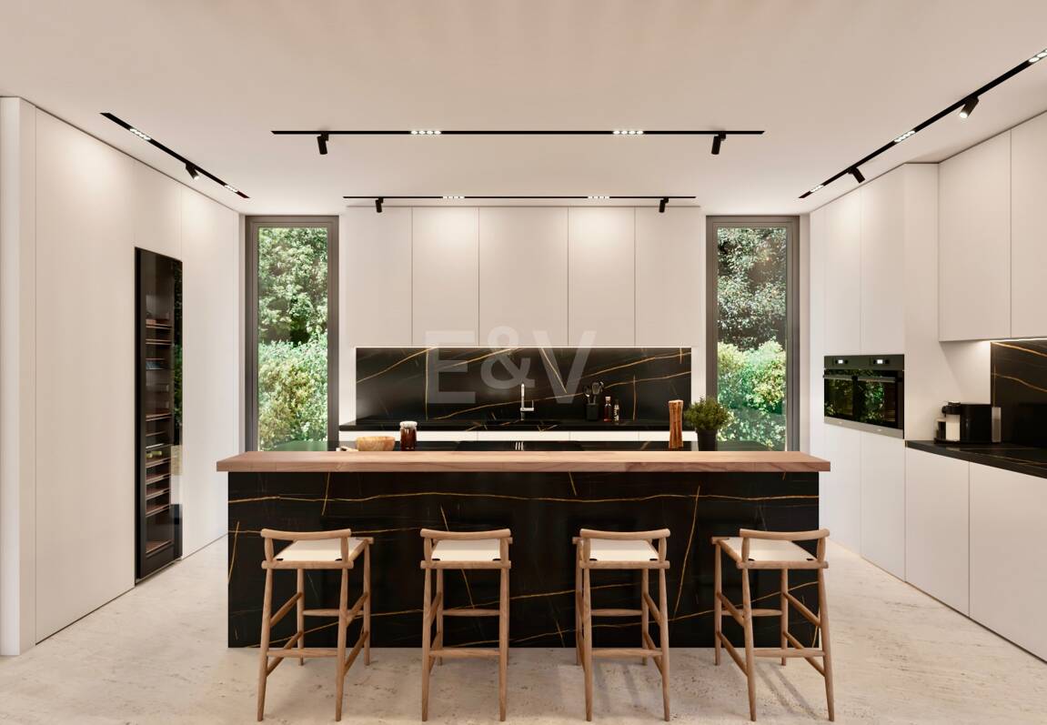 Grundstück mit elegantem, modernem Villenprojekt und Baugenehmigung in fußläufiger Entfernung zum Strand