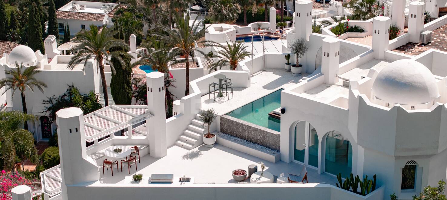 Modern Penthouse med havsutsikt och Rooftop Pool på Marbellas Golden Mile