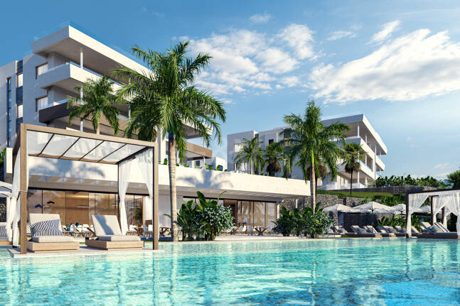 Soul Marbella Sunset, Vacker ny utväg av lägenheter, halvt fristående villor och två oberoende villor i Santa Clara Golf