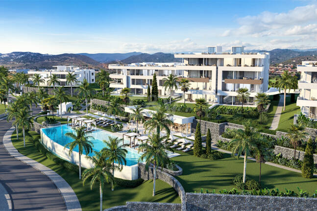 Soul Marbella Sunset, Vacker ny utväg av lägenheter, halvt fristående villor och två oberoende villor i Santa Clara Golf