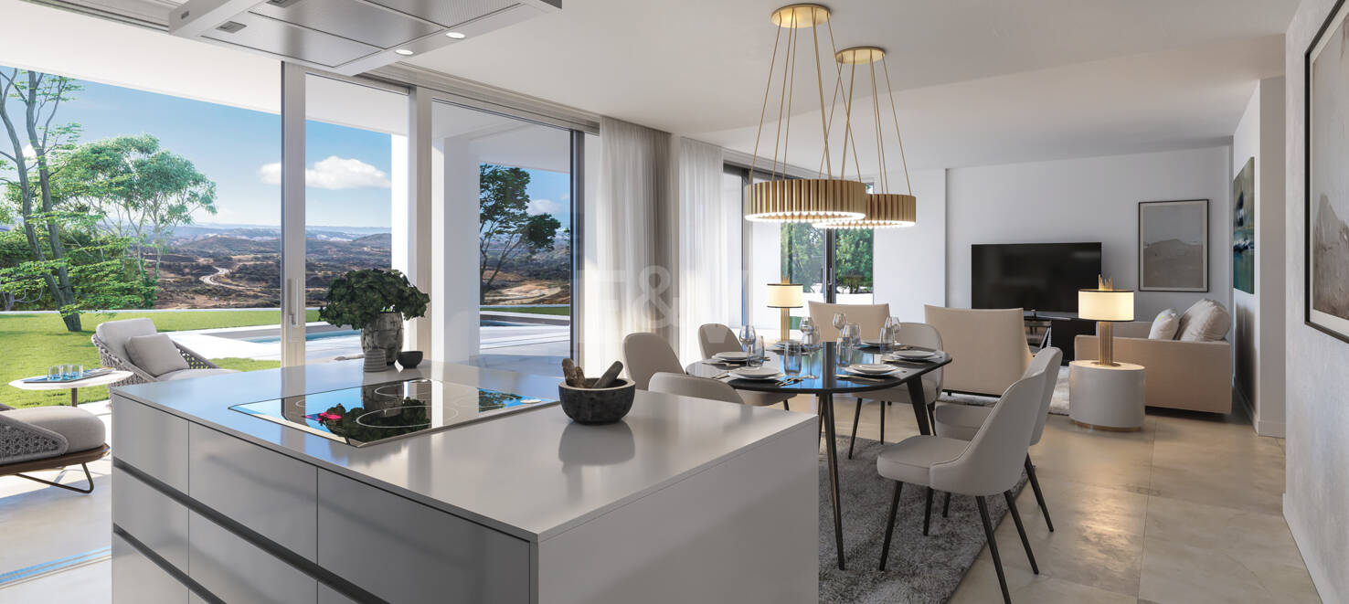 Vacker ny utväg av lägenheter, halvt fristående villor och två oberoende villor i Santa Clara Golf