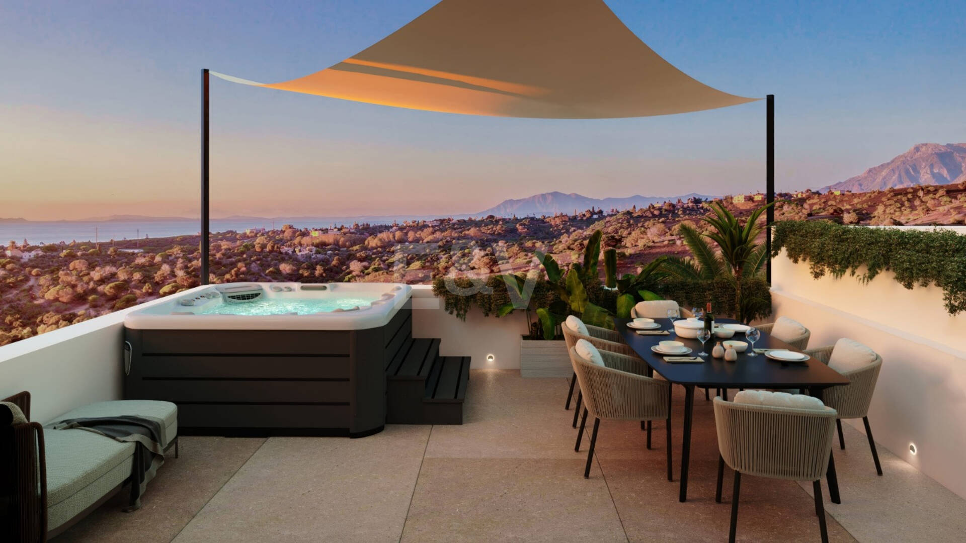 Serenity Hills, Podwyższone współczesne życie z panoramicznymi widokiem na morze w Elviria Hills