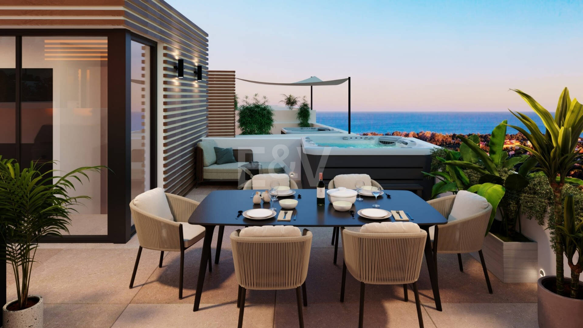 Serenity Hills, Podwyższone współczesne życie z panoramicznymi widokiem na morze w Elviria Hills