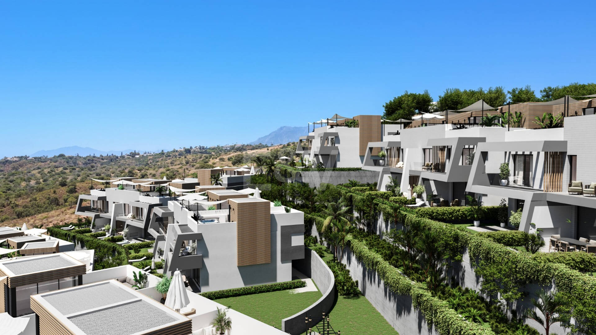 Serenity Hills, Podwyższone współczesne życie z panoramicznymi widokiem na morze w Elviria Hills