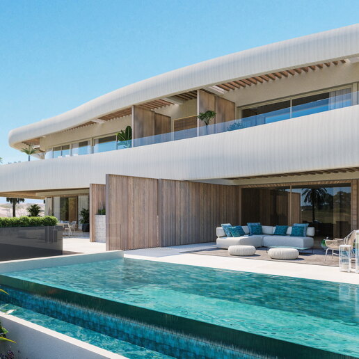 AM STRAND - Luxuriöses Duplex-Penthaus mit privatem Garten in einem neuen Strandresort in erster Reihe
