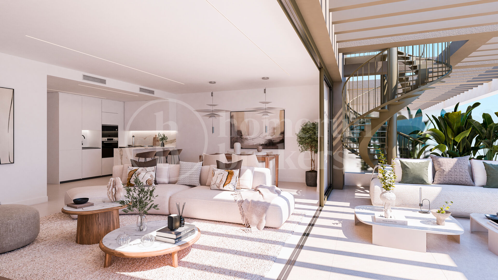 Ljus 1 sovrum med terrass och öppen utsikt i Las Mesas, Estepona
