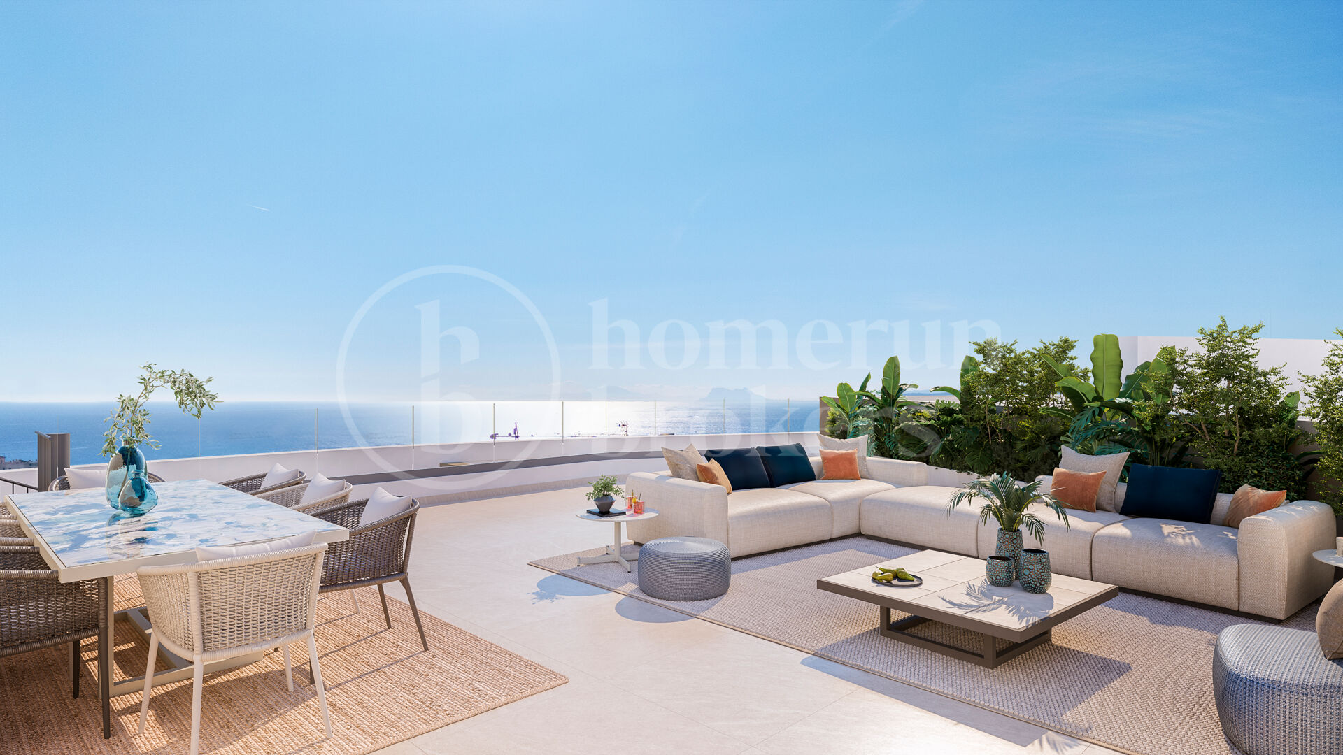 Ljus 1 sovrum med terrass och öppen utsikt i Las Mesas, Estepona