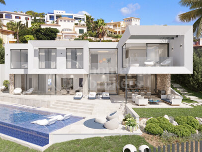 Villa Oceanview – Modern villa under konstruktion med panoramautsikt över havet