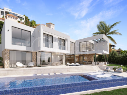 Villa Oceanview – Modern villa under konstruktion med panoramautsikt över havet