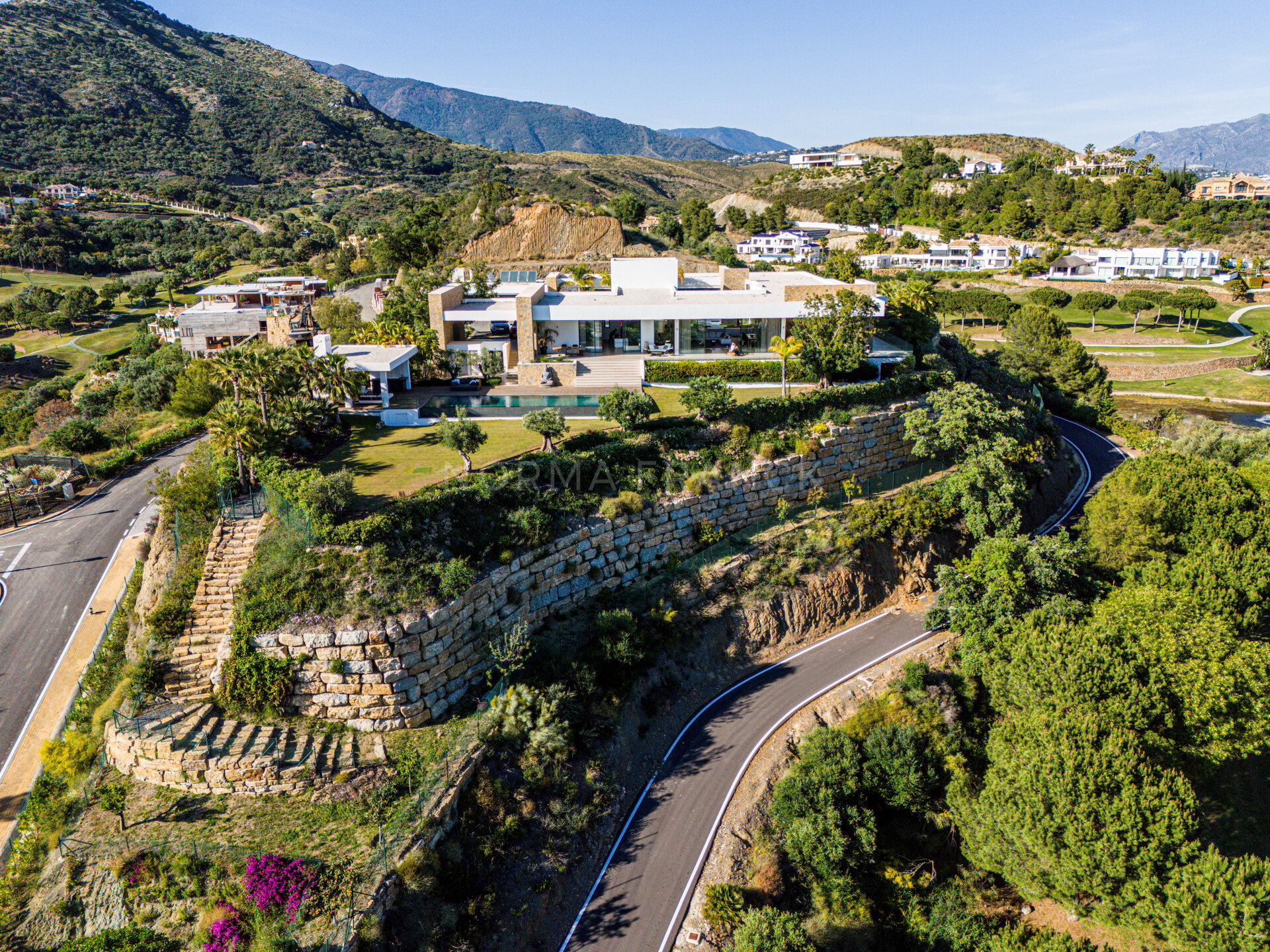 Villa Calma - Unique mansion sits atop its hillside overlooking Mediterranean coastline