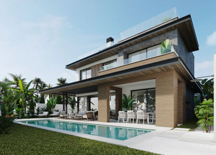 VILLA CONTEMPORÁNEA CON VISTAS AL MAR EN VENTA DENTRO DE UN COMPLEJO CERRADO EN MIJAS