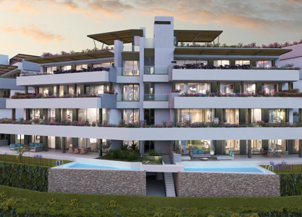 Fantástico complejo de apartamentos 3 y 4 dormitorios con vistas panorámicas al mar desde el Valle del Golf