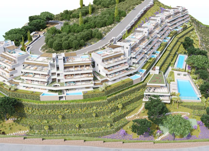 Fantástico complejo de apartamentos 3 y 4 dormitorios con vistas panorámicas al mar desde el Valle del Golf