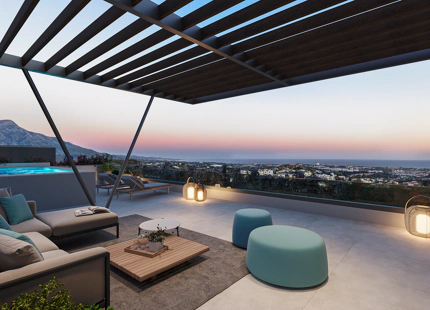 Fantástico complejo de apartamentos 3 y 4 dormitorios con vistas panorámicas al mar desde el Valle del Golf