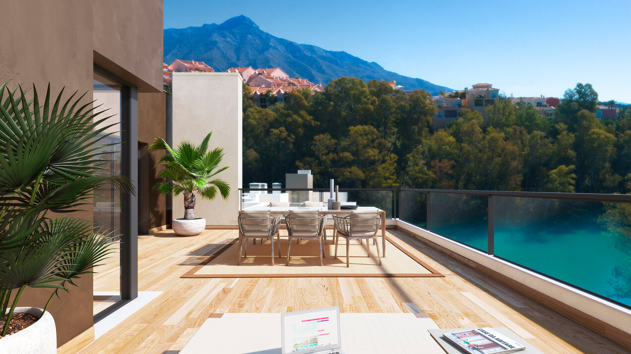 Marbella Lake, a modern development at the heart of Golf Valley in Nueva Andalucía.