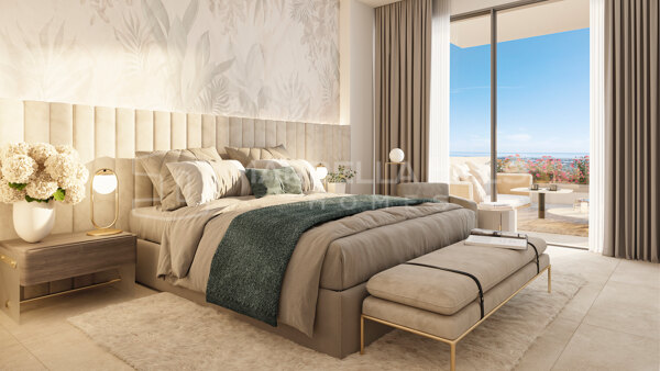 Fabuleux nouveau projet de construction d'appartements de 3 chambres avec vue sur la mer et piscine privée à Benahavis