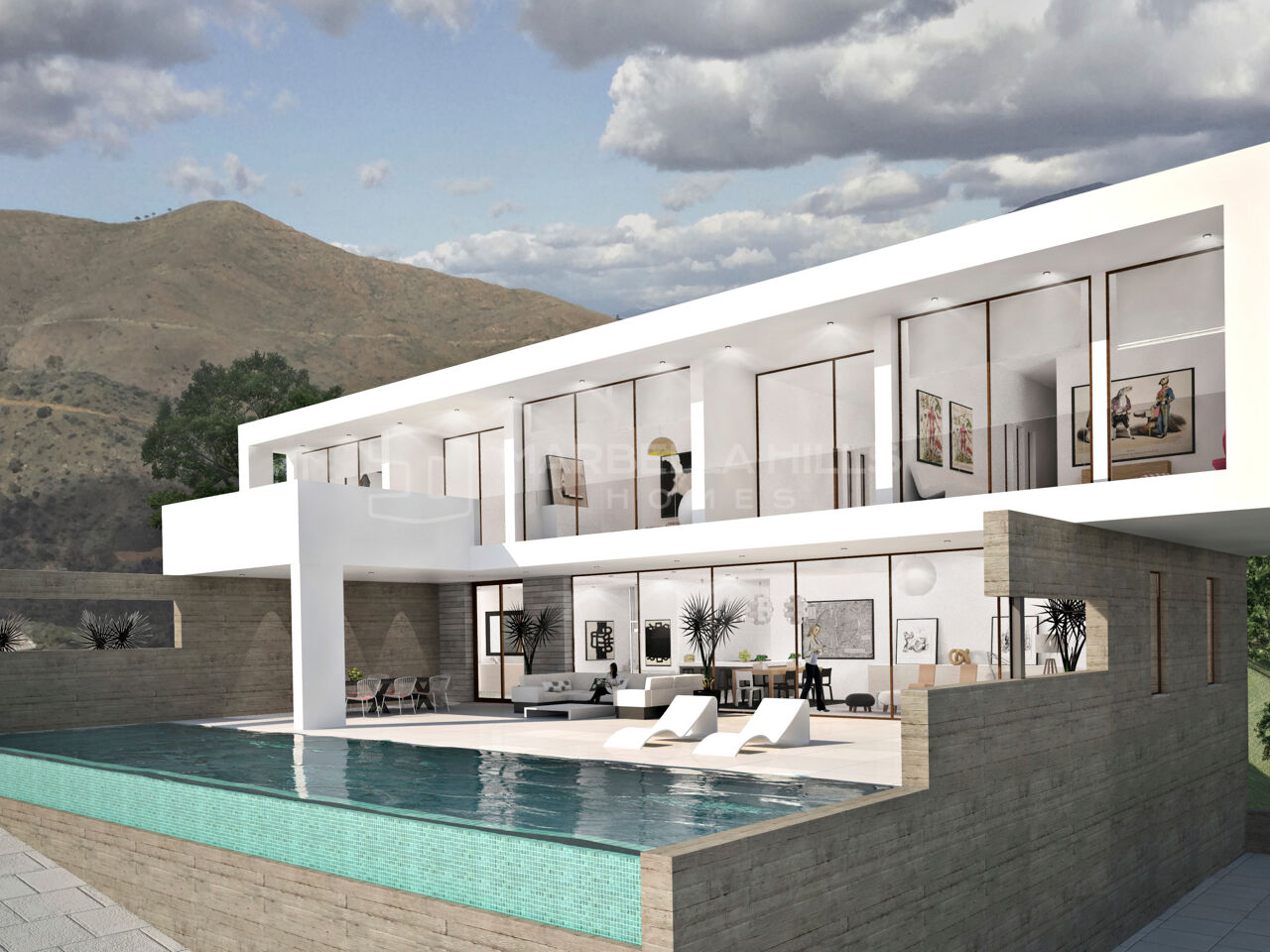 Villa contemporaine sur plan de 4 chambres avec vue panoramique à la Mairena - Ojen