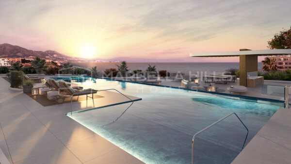 New exclusive avant-garde development of 3 bedroom penthouses with private pool and sea views in Mijas Costa