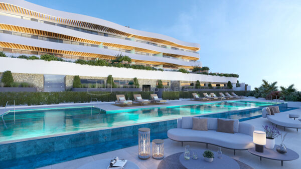 Nueva promoción exclusiva y vanguardista de áticos de 3 dormitorios con piscina privada y vistas al mar en Mijas Costa