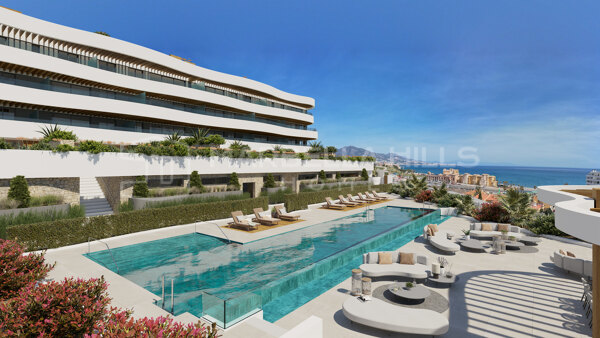 New exclusive avant-garde development of 3 bedroom penthouses with private pool and sea views in Mijas Costa