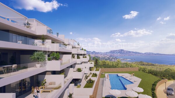 Attraktives Neubauprojekt von 3-Schlafzimmer-Wohnungen mit Meerblick in außergewöhnlicher Lage in Manilva