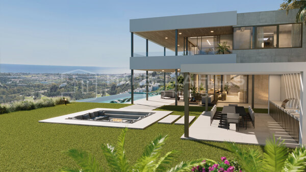 Villa de lujo en venta en El Madroñal, Benahavís con vistas panorámicas al mar, spa, cine y piscina infinity