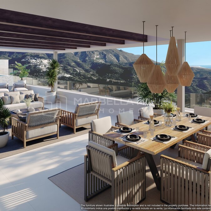 Projet de Nouvelle Construction Luxueux : Appartement avec Jardin de 3 Chambres, Piscine Privée et Vues Panoramiques à Benahavís-Marbella