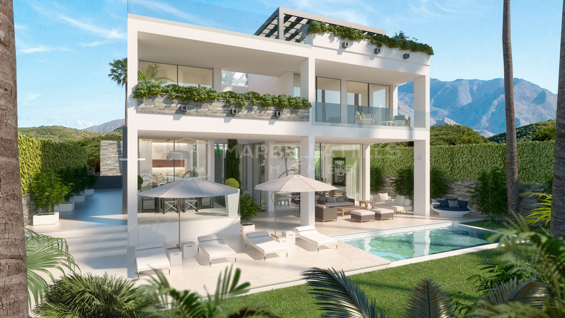 Exklusive Moderne 3-4 Schlafzimmer Villen im Herzen von Estepona Golf mit atemberaubendem Meer- und Golfblick