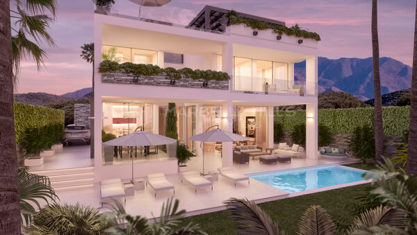 Exclusivas Villas Modernas de 3-4 Dormitorios en el Corazón de Estepona Golf con Impresionantes Vistas al Mar y al Golf