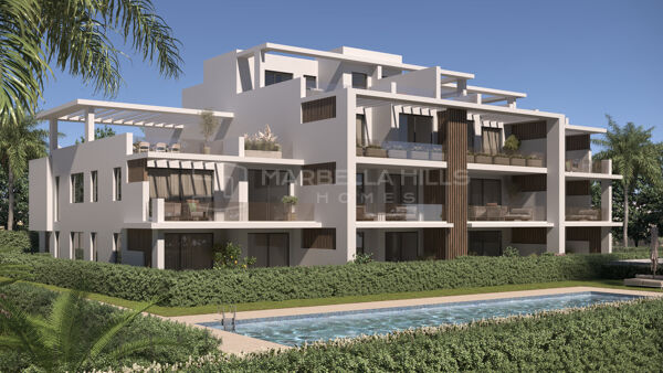 Nuevo complejo residencial contemporáneo que ofrece áticos de 4 dormitorios con vistas al mar en la Nueva Milla de Oro, Estepona
