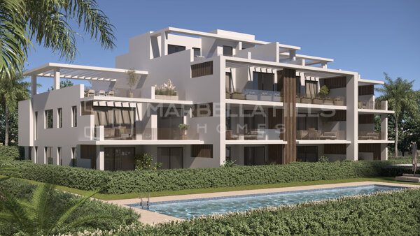 Nuevo complejo residencial contemporáneo que ofrece áticos de 4 dormitorios con vistas al mar en la Nueva Milla de Oro, Estepona