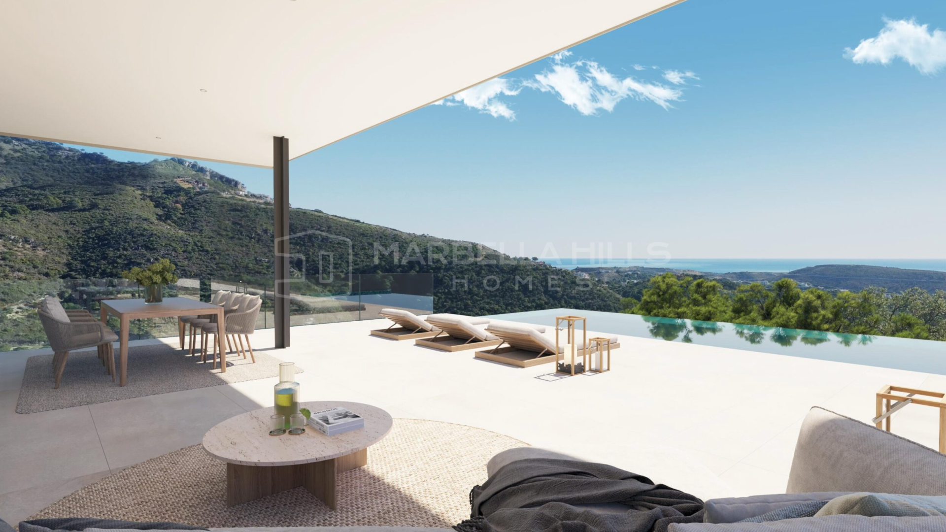 Villa Contemporaine à Vendre à Monte Mayor – Vue Mer, Piscine à Débordement et Architecture d’Exception