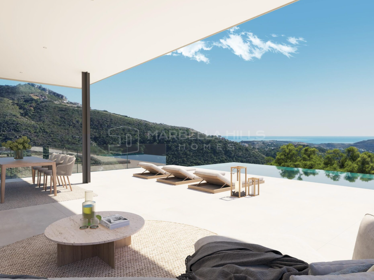 Villa Contemporaine à Vendre à Monte Mayor – Vue Mer, Piscine à Débordement et Architecture d’Exception