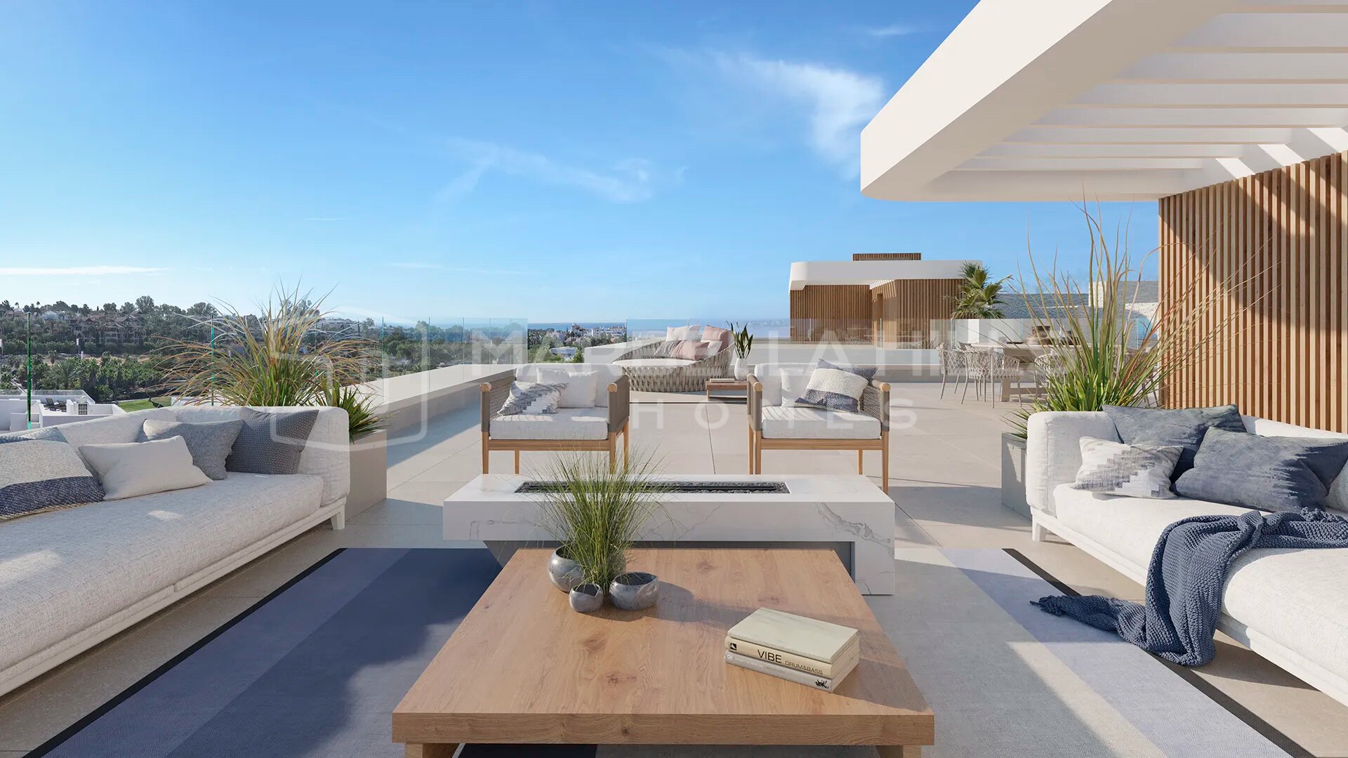 Maison neuve de 4 chambres avec vue mer à vendre à El Campanario, Estepona