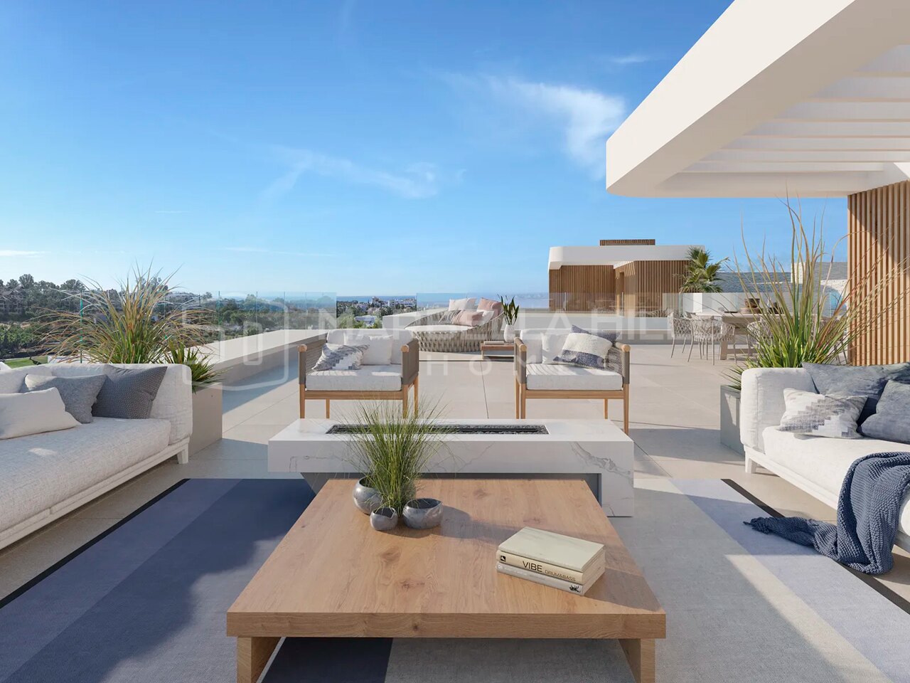 Maison neuve de 4 chambres avec vue mer à vendre à El Campanario, Estepona