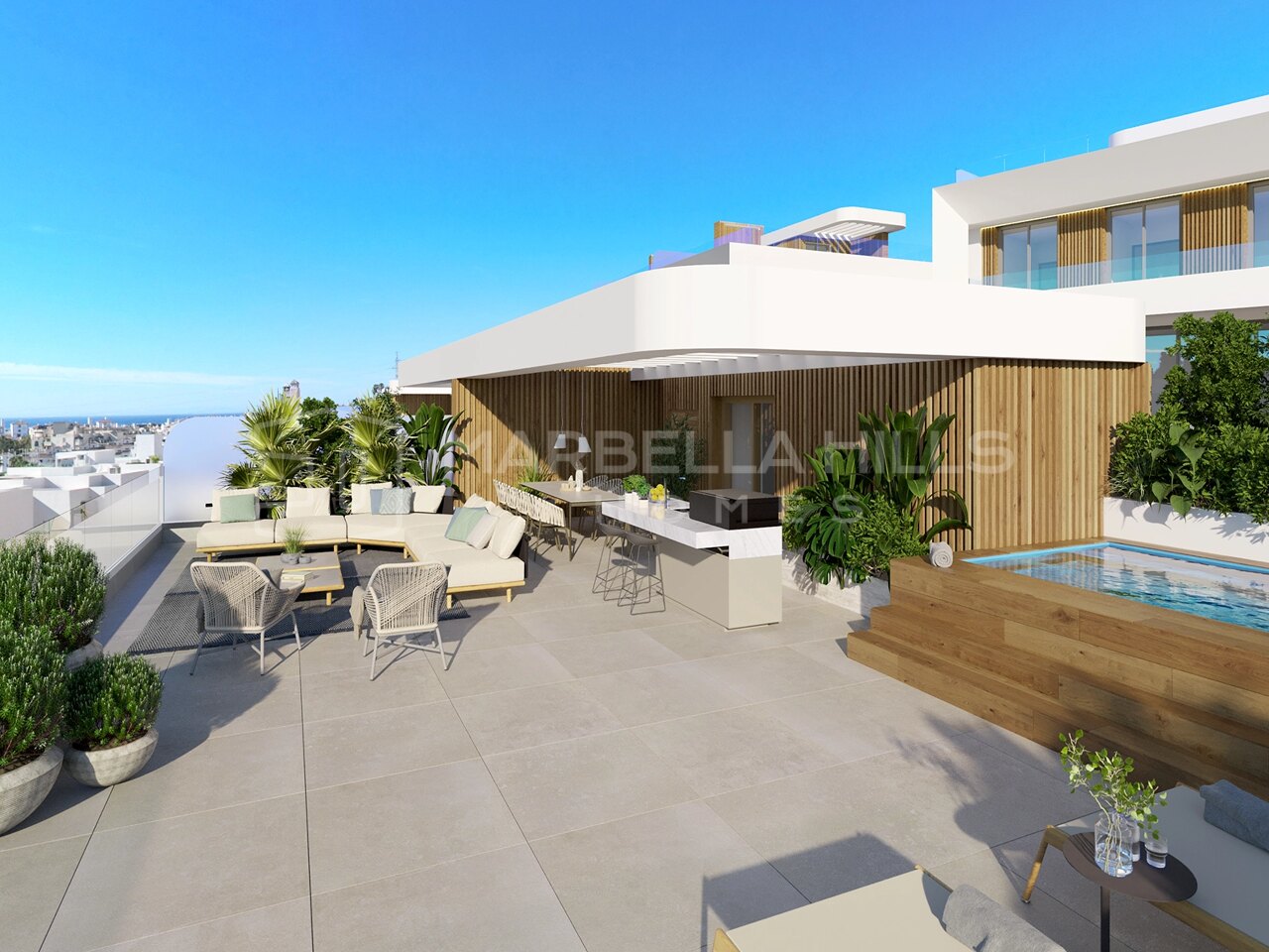 Maison contemporaine de 4 chambres avec vue mer et solarium à El Campanario, Estepona