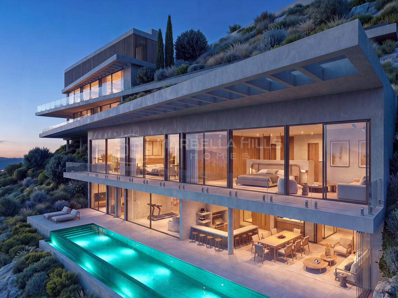 Villa de luxe intégrée à flanc de colline à vendre à Real de La Quinta, Benahavís, avec vue sur la mer